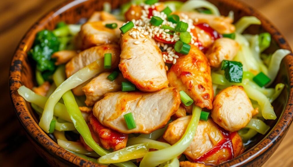 Asian-style chicken cabbage dish