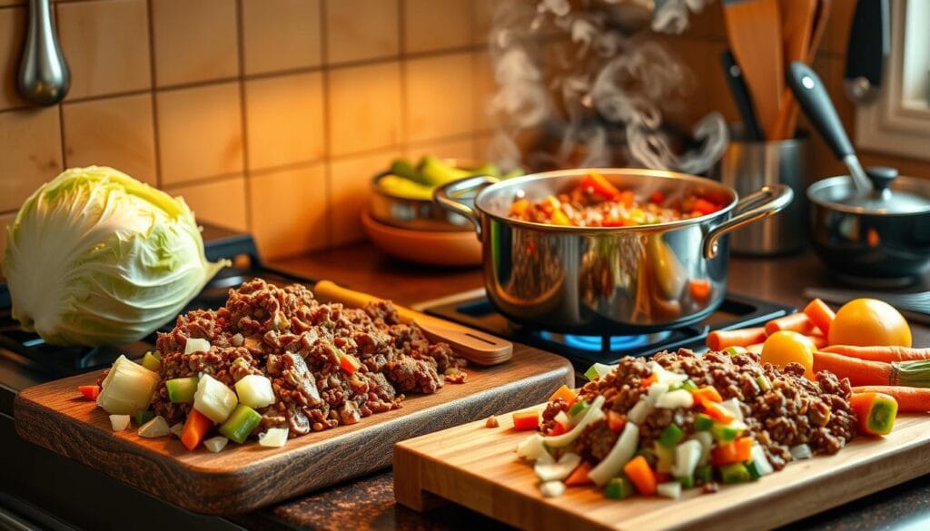 Cabbage Beef Stew Cooking Process