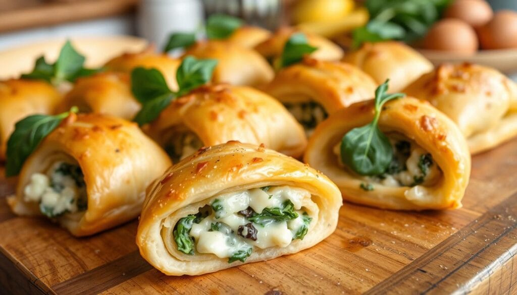 Cheese and Spinach Puff Pastry Rolls