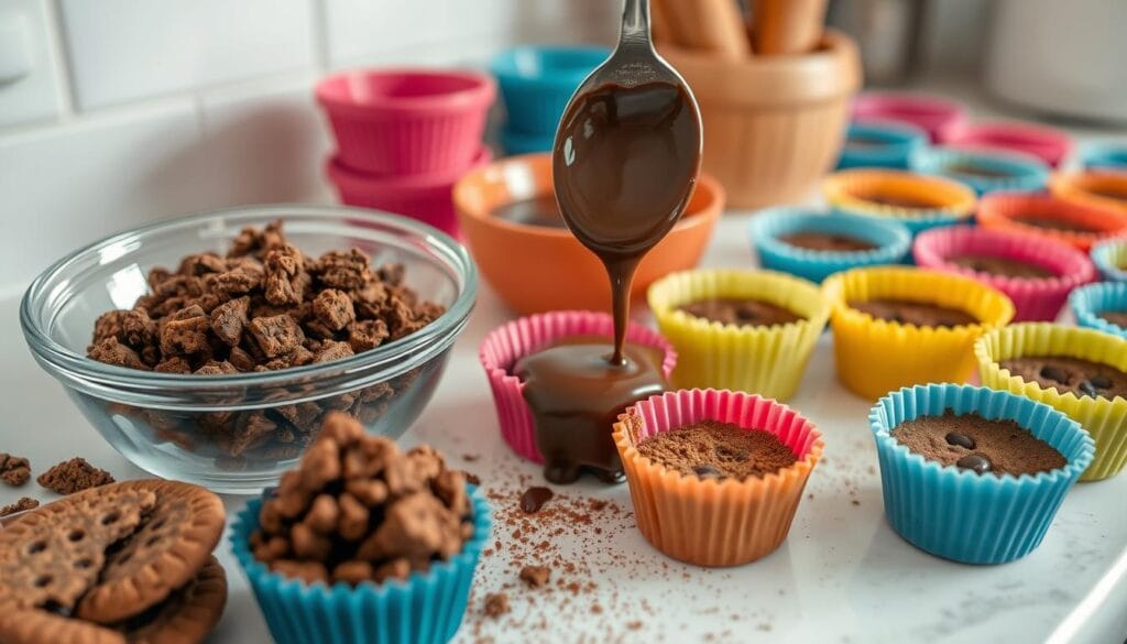 Mini Dessert Cups Base Layer Preparation