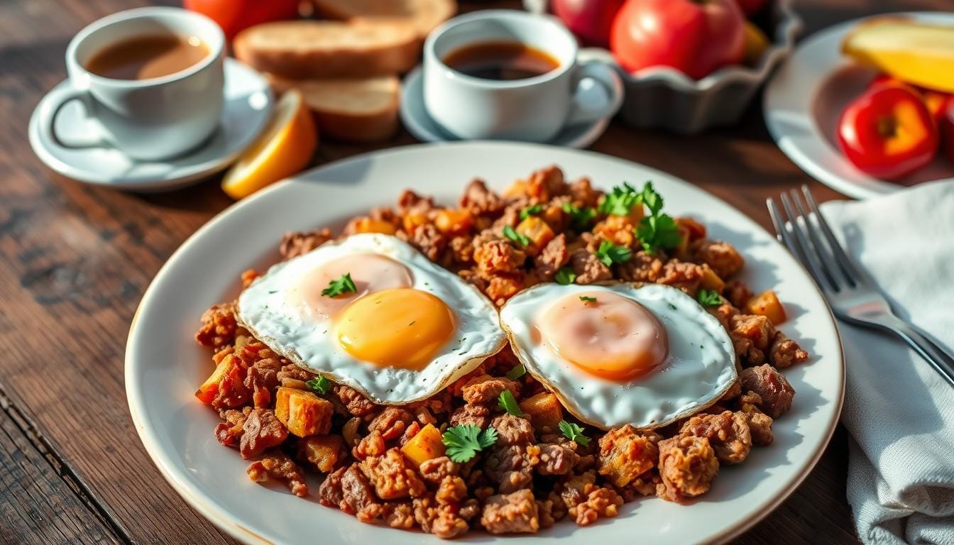 corned beef hash and eggs