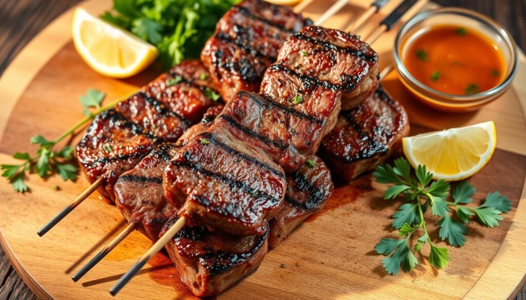 Grilled Beef Heart Skewers