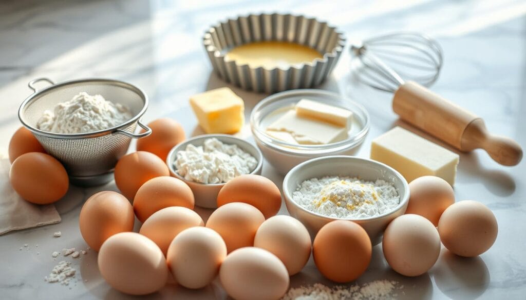 essential ingredients and equipment for egg tarts